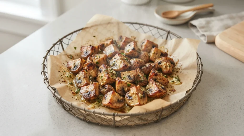 Crispy Air Fryer Button Mushrooms with Garlic Butter