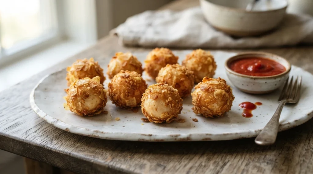 Air Fryer Goat Cheese Balls with a Double Crumb Coating