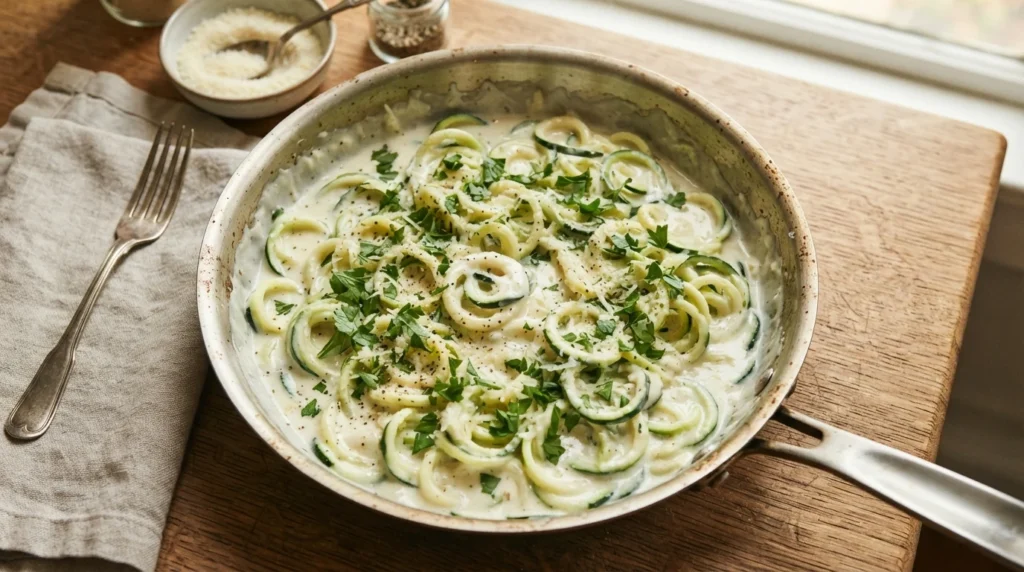 Creamy Keto Courgette Noodles That Stay Thick