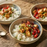 Air Fryer Paneer Rice Bowls with Roasted Peppers