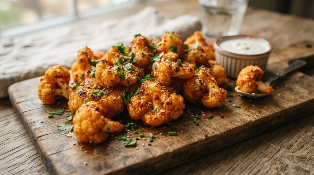 Crispy Keto Air Fryer Buffalo Cauliflower Bites