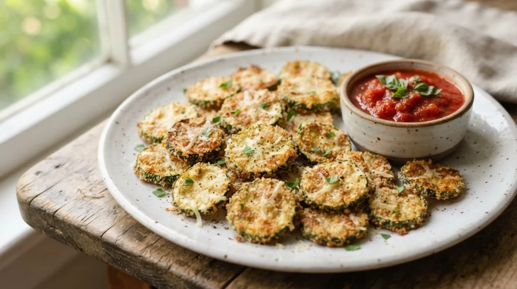 Air Fryer Zucchini Rounds with Parmesan Added Late