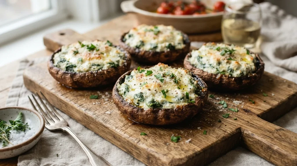 Keto Stuffed Portobello Mushrooms with Ricotta and Spinach