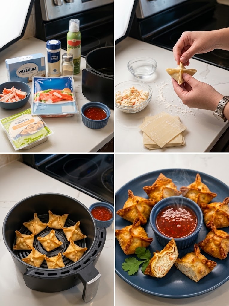 Keto Crispy Air Fryer Crab Rangoon 🦀🧀