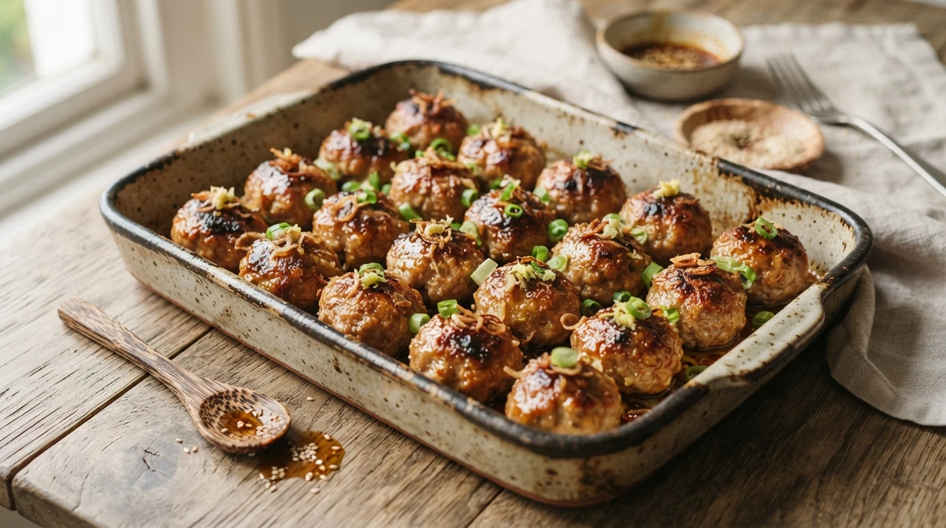 Keto Pork Meatballs with Ginger and Spring Onion