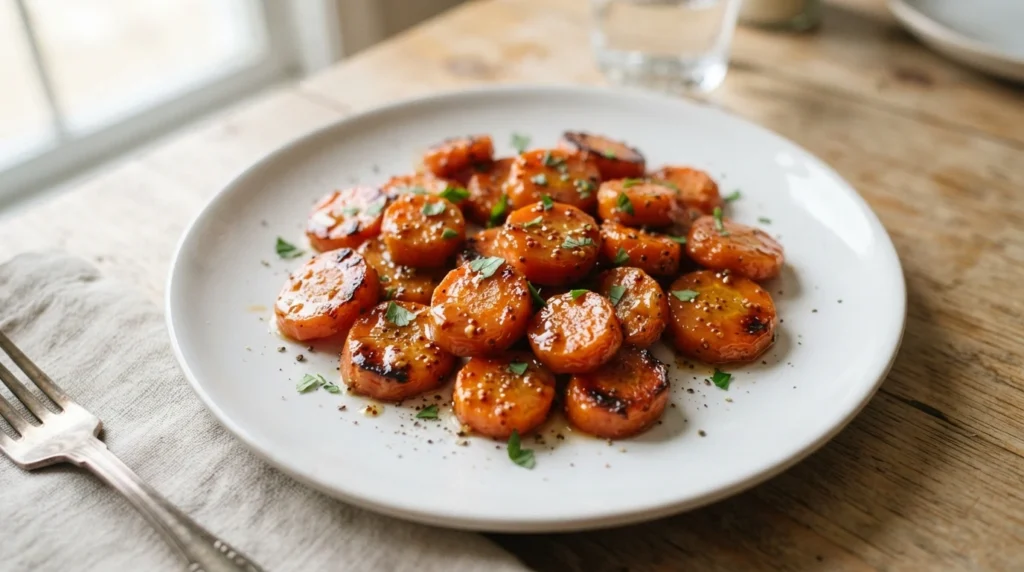 Air Fryer Carrot Coins with Mustard Maple Finish
