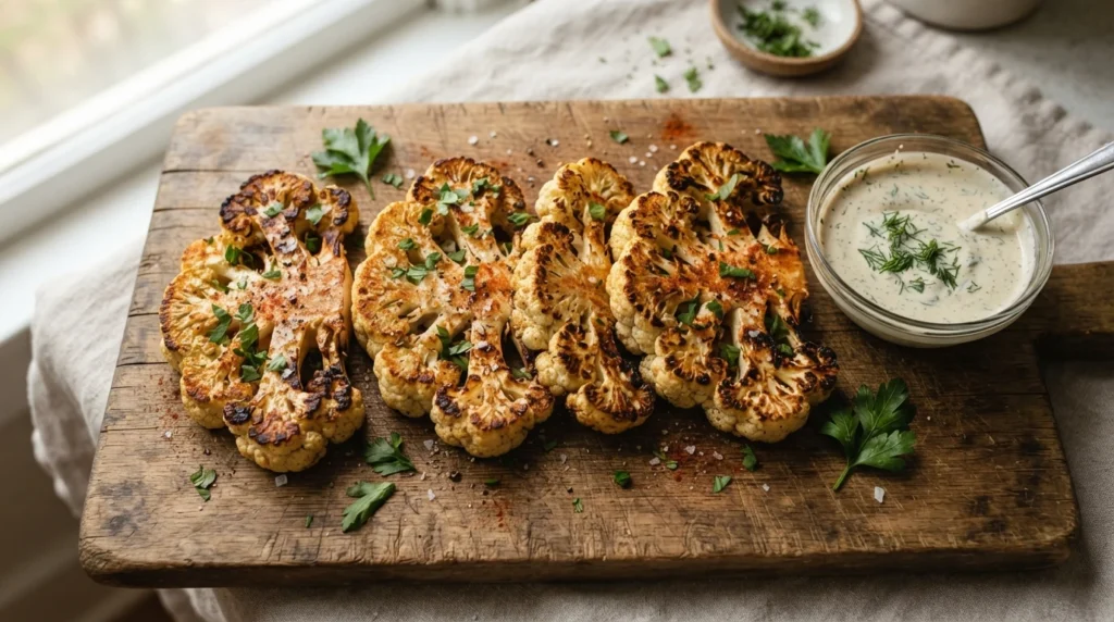 Air Fryer Cauliflower Steaks That Stay Together