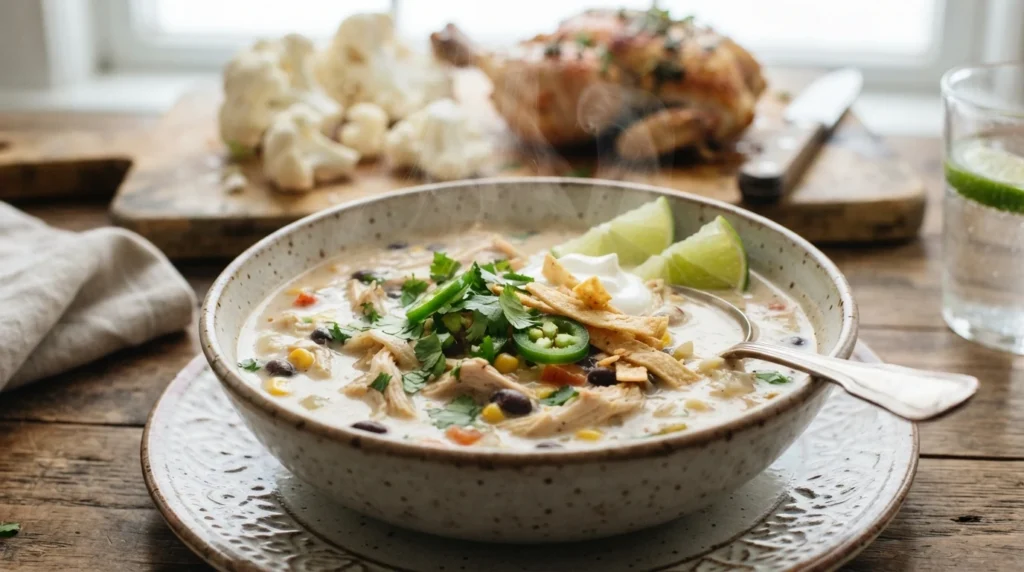 Keto Chicken Tortilla-Style Soup Without Corn or Tortillas
