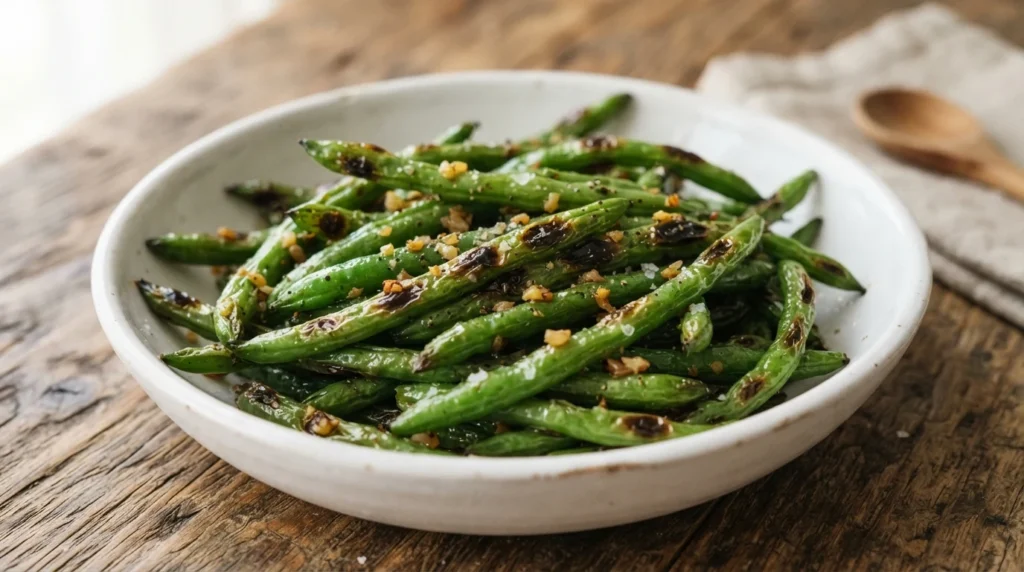Air Fryer Green Beans with Blistered Skins and Tender Centers