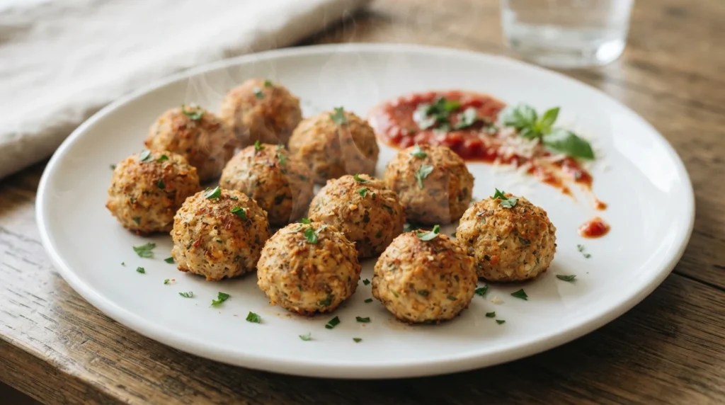 Air Fryer Chicken Meatballs That Stay Round and Moist