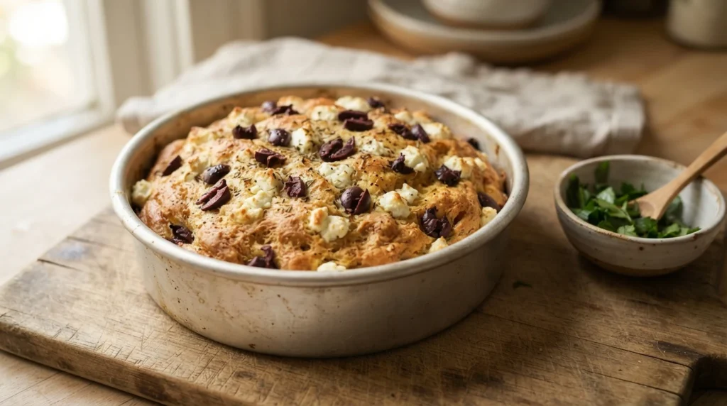 Keto Savory Breakfast Loaf with Olives and Feta