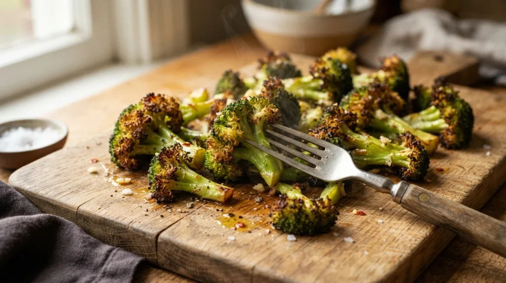 Air Fryer Broccoli Florets with Tender Stems and Browned Tips