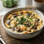 Air Fryer Mushroom Omelet in a Heat-Safe Pan