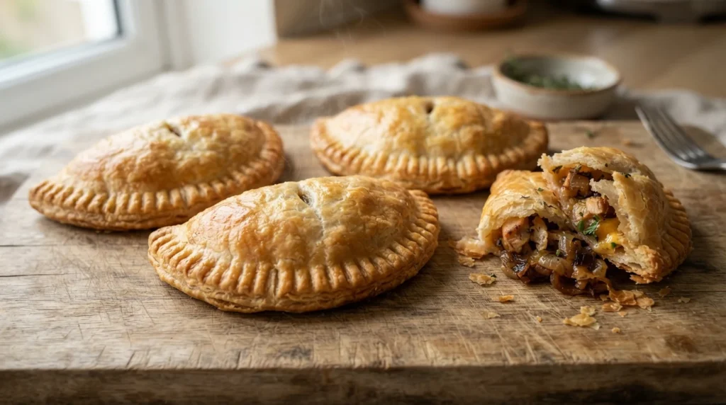 Air Fryer Cheese and Onion Pasties with Precooked Filling