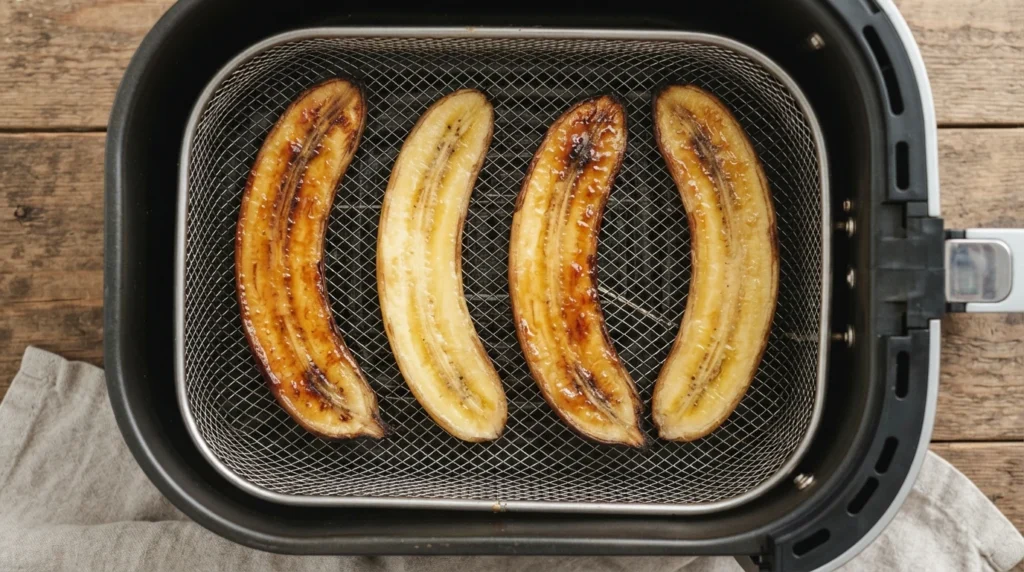 Air Fryer Banana Halves with Light Caramelized Finish