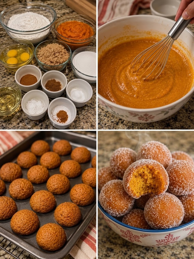 Cinnamon Sugar Pumpkin Donut Holes 🎃🍩
