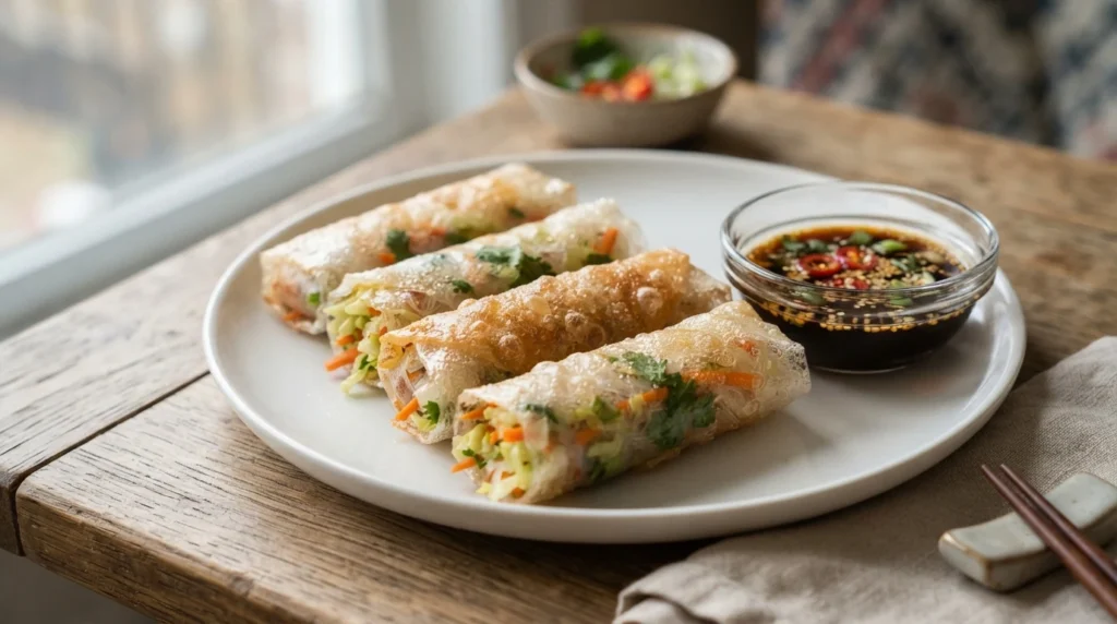 Crispy Air Fryer Vegetable Spring Rolls with Cabbage