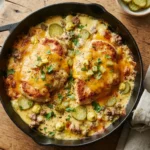 Keto Cheeseburger Skillet with Pickles and Mustard