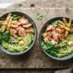 Keto Salmon Sushi Bowl with Cooked Salmon and Nori