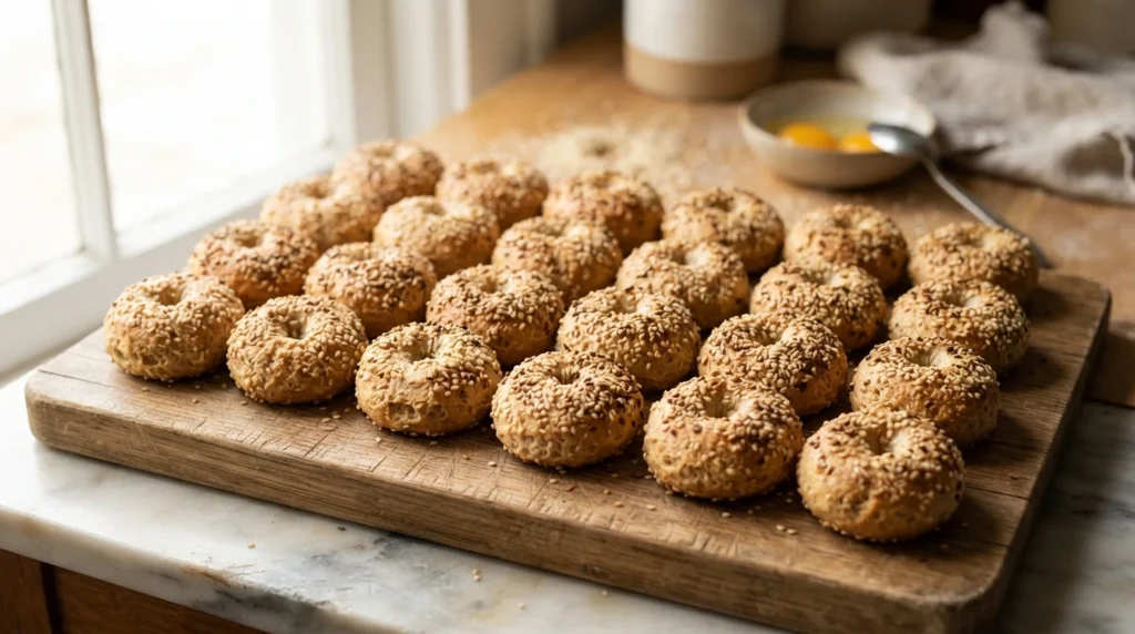 Keto Mini Breakfast Bagels with Sesame Seeds