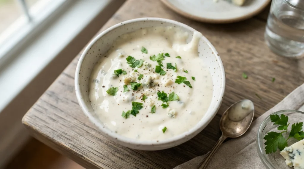 Creamy Keto Blue Cheese Dressing: Pourable Texture