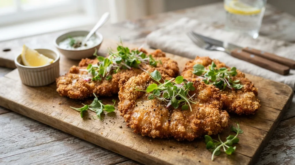 Keto Pork Schnitzel with a Crispy Pork Rind Crust
