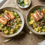 Air Fryer Halloumi Couscous Bowls with Lemon Dressing