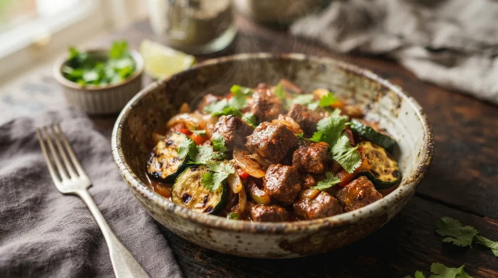 Keto Steak Fajita Bowls with Charred Courgette