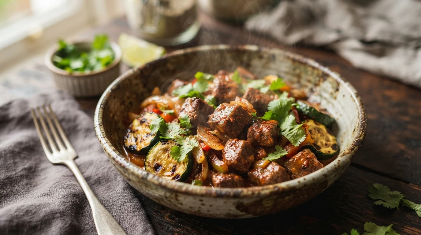 Keto Steak Fajita Bowls with Charred Courgette