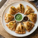 Air Fryer Vegetable Samosas with Cooked Potato Pea Filling