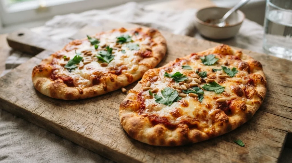 Air Fryer Naan Pizza with a Short Cheese-Melting Stage