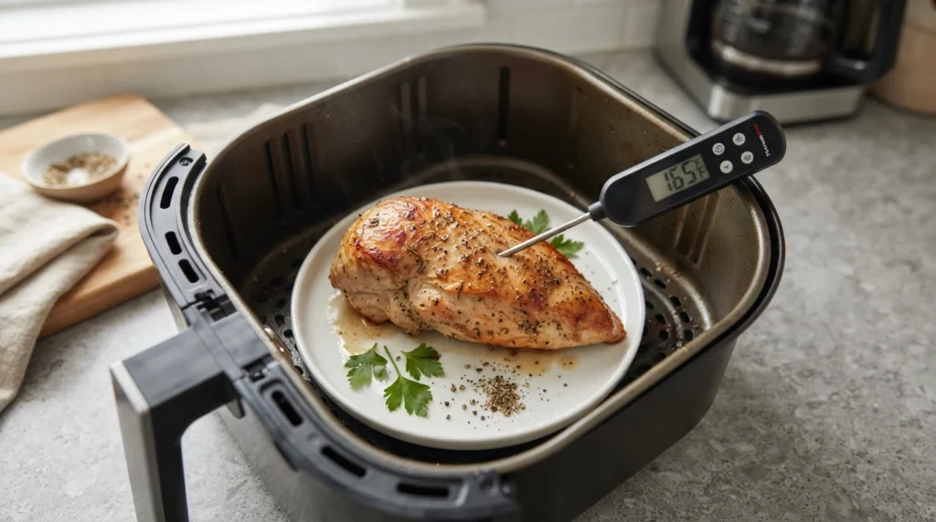 Air Fryer Turkey Breast Tenderloin with a Thermometer Doneness Check