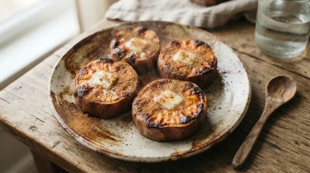 Air Fryer Sweet Potato Rounds with Cinnamon and Butter