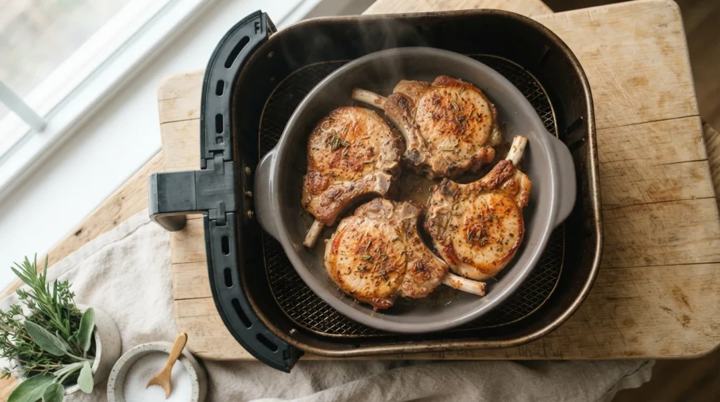 Air Fryer Bone-In Pork Chops (Thermometer Guide)