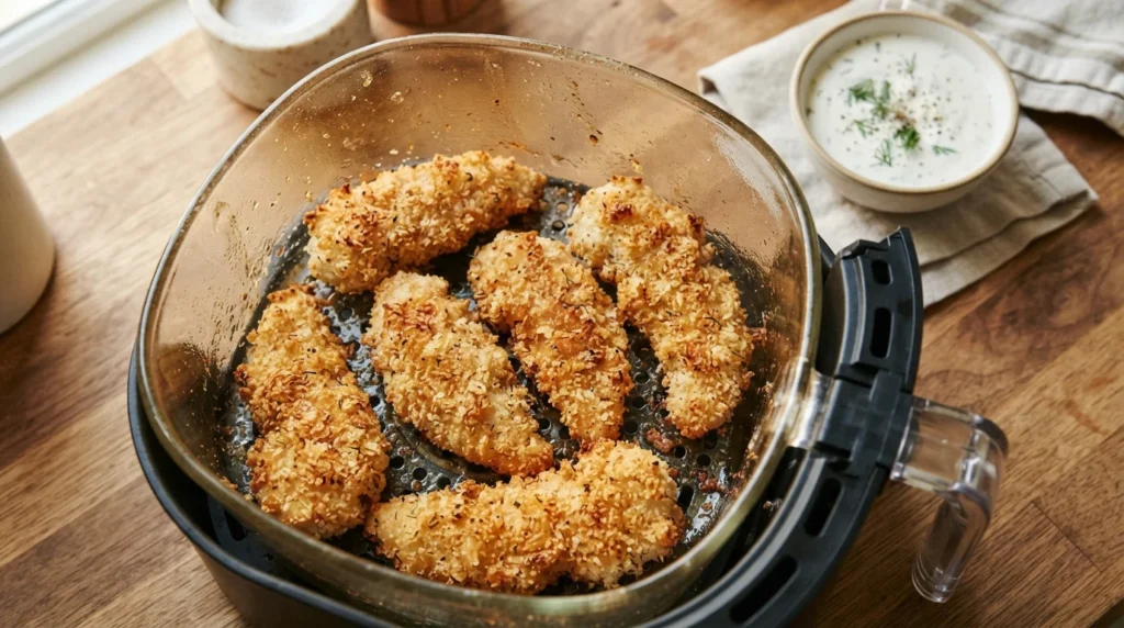 Keto Air Fryer Parmesan Chicken Tenders Without Breadcrumbs