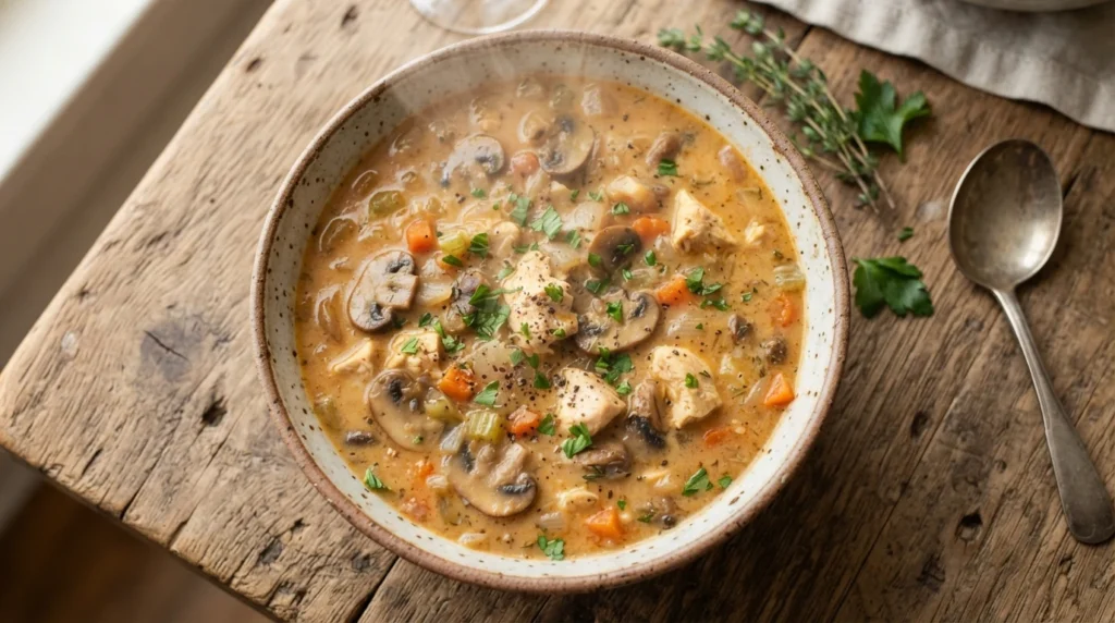 Creamy Keto Chicken and Mushroom Soup from Scratch