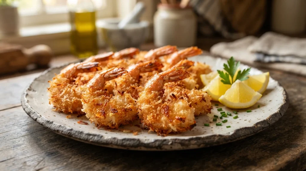 Air Fryer Coconut Shrimp with a Dry Coating That Adheres