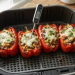 Air Fryer Bell Peppers Stuffed with Cooked Rice and Black Beans