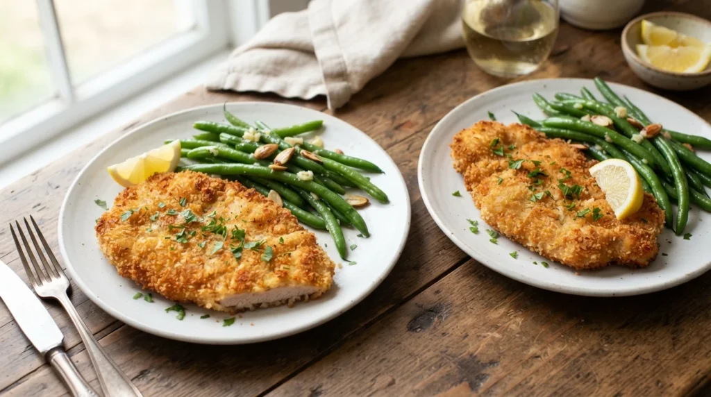 Air Fryer Pork Schnitzel with an Evenly Pounded Cutlet