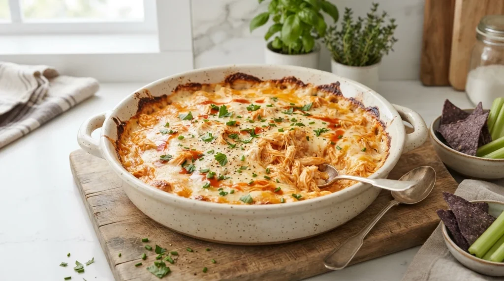 Keto Buffalo Chicken Dip with a Smooth Cheese Base