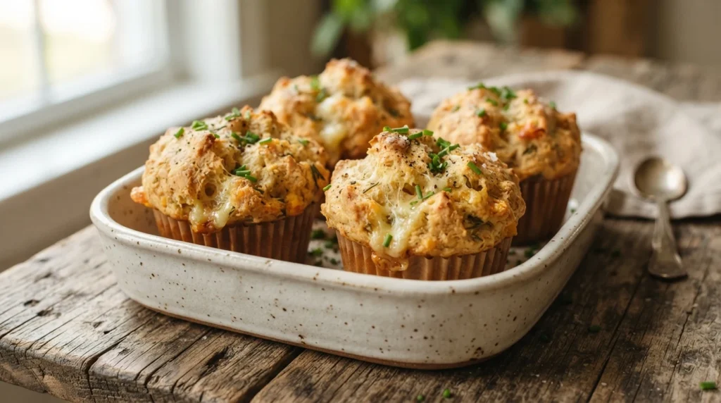 Air Fryer Savory Cheddar and Chive Muffins