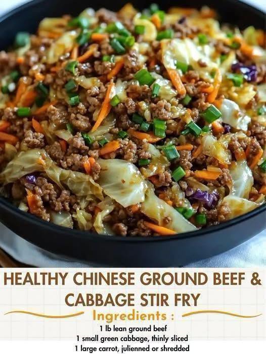 Healthy Chinese Ground Beef & Cabbage Stir-Fry