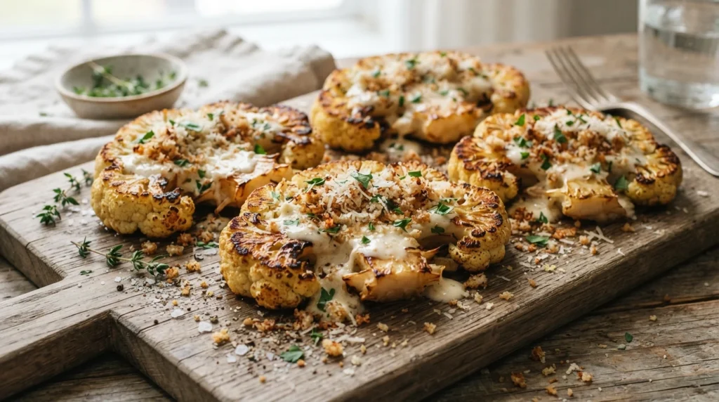 Keto Cauliflower Steaks with Parmesan Cream