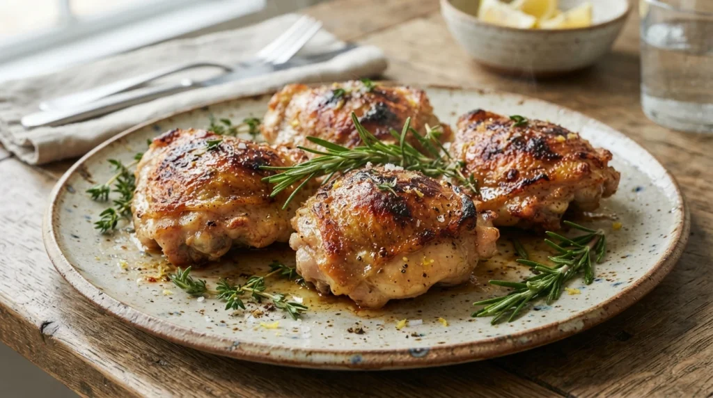 Air Fryer Lemon Rosemary Chicken Thighs with Measured Oil