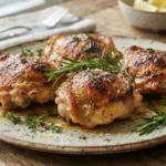 Air Fryer Lemon Rosemary Chicken Thighs with Measured Oil
