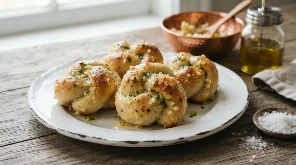 Air Fryer Garlic Knots with Butter Brushed On