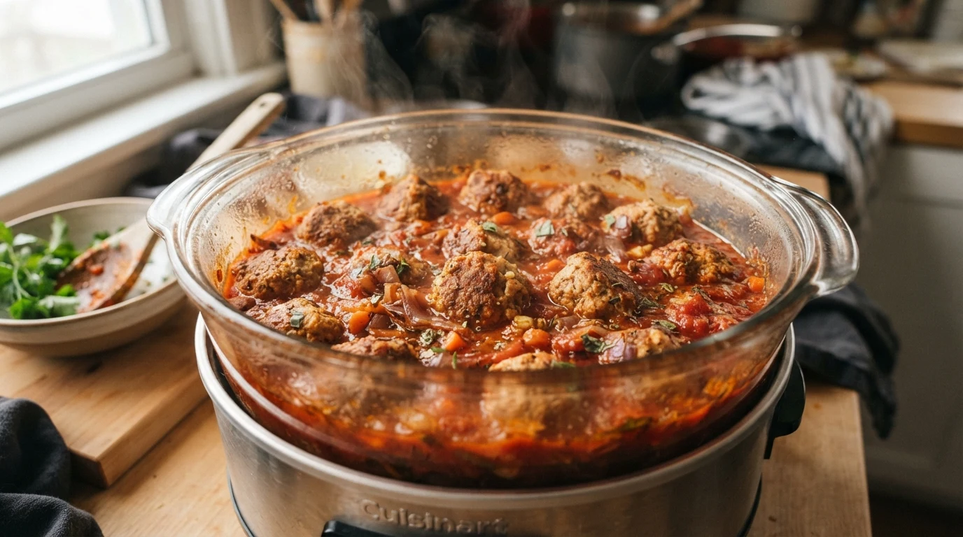 Keto Slow Cooker Turkey Meatballs in Tomato Sauce