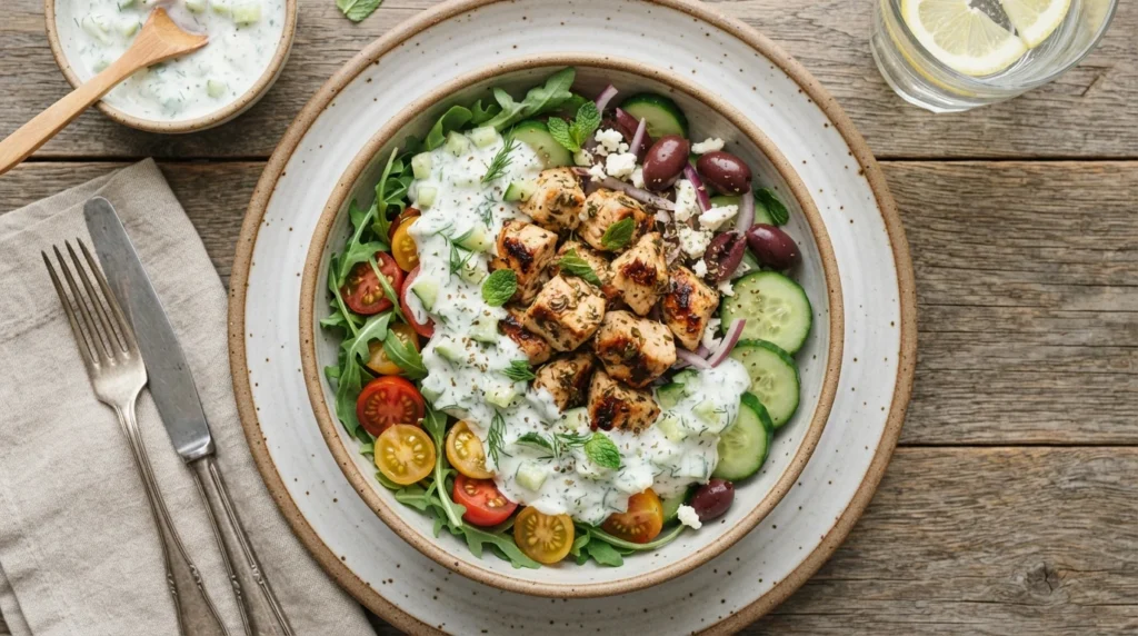 Keto Greek Chicken Bowl with Tzatziki