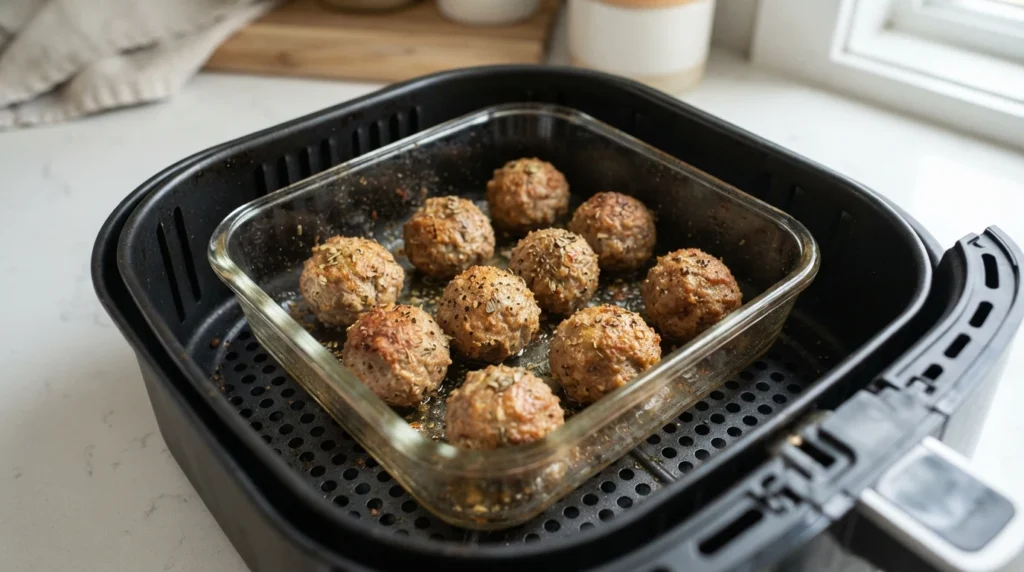 Air Fryer Beef Meatballs with a Light Breadcrumb Binder