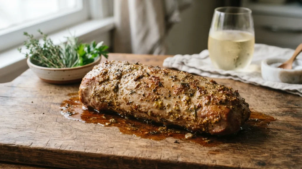 Keto Pork Tenderloin with Mustard Herb Crust